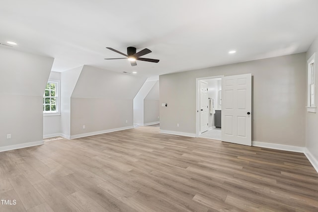 1609 Falls Ct, Raleigh, NC 27615 - bonus room featuring recessed lighting, a ceiling fan, and light wood finished floors