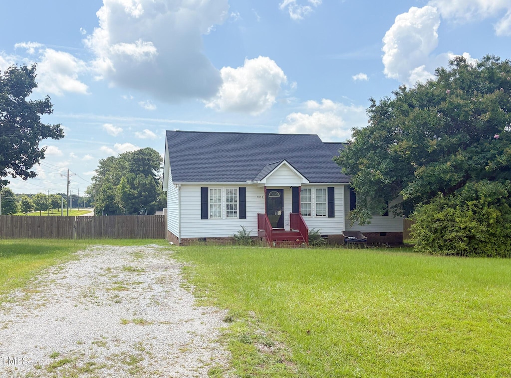 2155 Polenta Rd, Clayton, NC 27520 - view of front facade featuring crawl space, roof with shingles, and driveway
