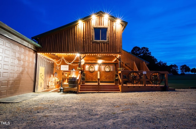 view of front of property featuring board and batten siding
