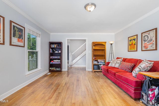 5900 Holly Dr, Raleigh, NC 27616 - living room with ornamental molding and hardwood / wood-style flooring