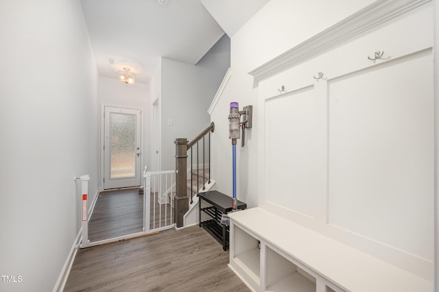 321 Conrad Ln, Wake Forest, NC 27587 - mudroom with wood finished floors and baseboards