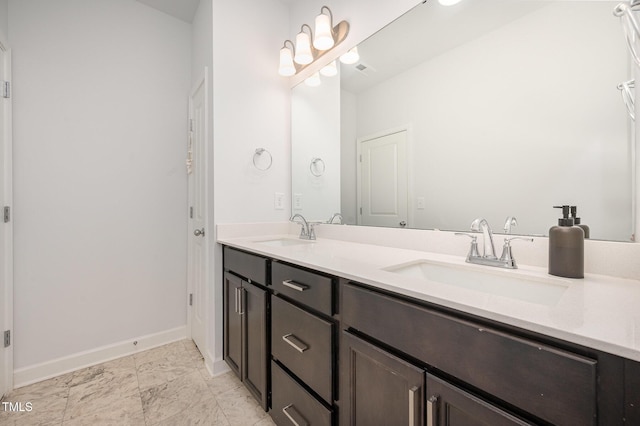 321 Conrad Ln, Wake Forest, NC 27587 - full bathroom featuring double vanity and marble finish floors
