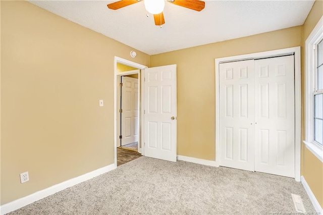 334 Richmond Dr, Fayetteville, NC 28304 - unfurnished bedroom with carpet, a closet, and ceiling fan