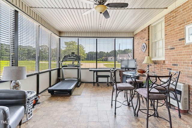 1255 NC-581, Pikeville, NC 27863 - sunroom with a ceiling fan and heating unit