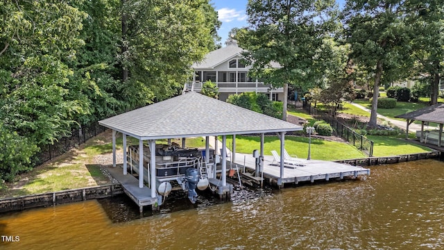 1221 Sagamore Dr, Louisburg, NC 27549 - dock with boat lift and a water view