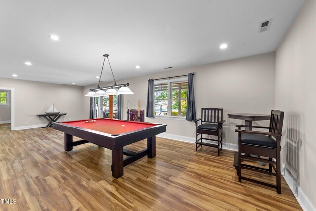 1221 Sagamore Dr, Louisburg, NC 27549 - game room featuring pool table, light wood-style floors, plenty of natural light, and recessed lighting