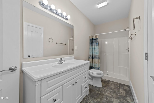 1221 Sagamore Dr, Louisburg, NC 27549 - full bathroom featuring vanity, curtained shower, and stone finish flooring