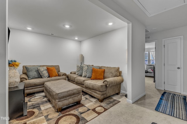 220 Garden Vine Trl, Raleigh, NC 27610 - living area featuring recessed lighting and attic access