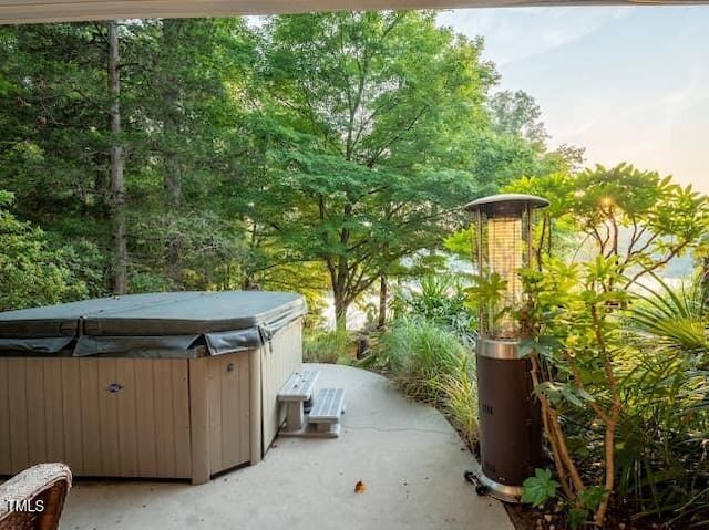 64 Robin Rd, Semora, NC 27343 - view of patio featuring a hot tub
