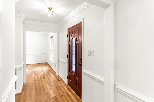 212 Heidinger Dr, Cary, NC 27511 - corridor with light wood-type flooring and ornamental molding