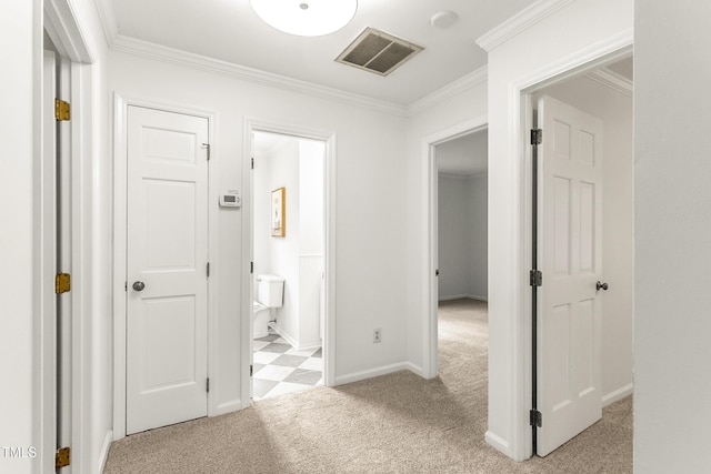 212 Heidinger Dr, Cary, NC 27511 - hall featuring light colored carpet and ornamental molding