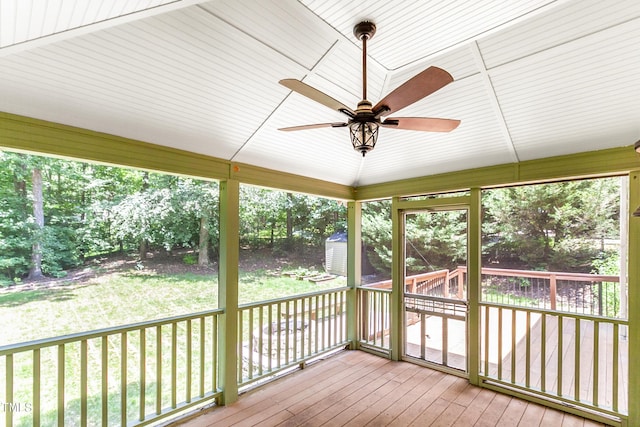 212 Heidinger Dr, Cary, NC 27511 - unfurnished sunroom with a ceiling fan