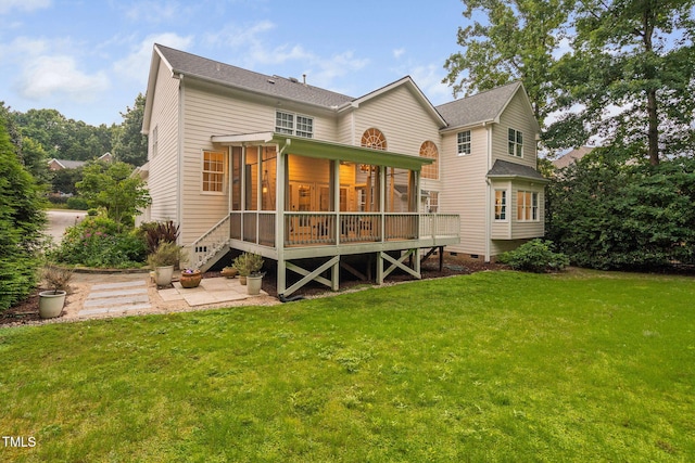 602 Preston Village Way, Cary, NC 27519 - back of house with a sunroom, crawl space, a yard, and a patio area