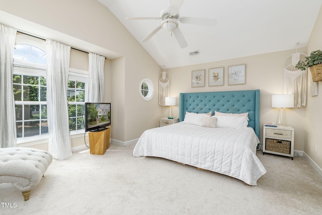 10906 Flower Bed Ct, Raleigh, NC 27614 - bedroom with carpet flooring, lofted ceiling, and ceiling fan