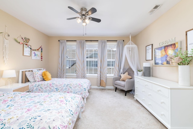 10906 Flower Bed Ct, Raleigh, NC 27614 - bedroom with light colored carpet and ceiling fan