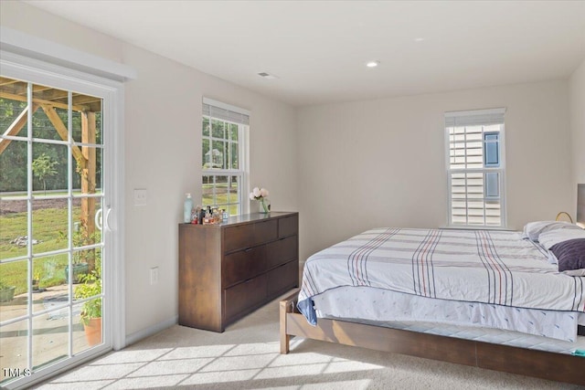 6620 Pathfinder Way, Raleigh, NC 27616 - bedroom with light carpet, access to outside, and recessed lighting