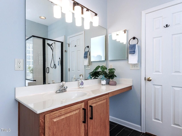1103 Mallory Ln, Durham, NC 27713 - bathroom featuring vanity and a shower stall