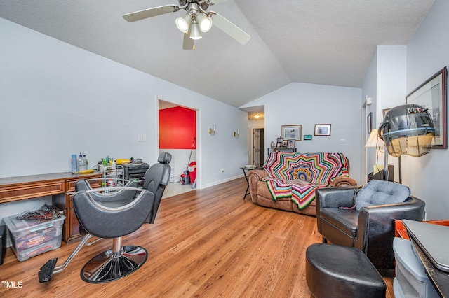 1261 Grovewood Dr, Clayton, NC 27520 - office with ceiling fan, light wood finished floors, and vaulted ceiling