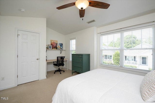 979 Branch Line Ln, Apex, NC 27502 - bedroom featuring carpet floors, lofted ceiling, and a ceiling fan
