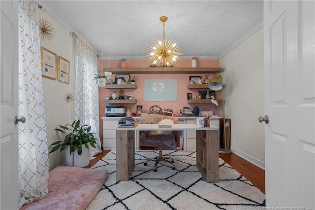 195 Hogart St, Raeford, NC 28376 - office space featuring a chandelier, light wood-type flooring, and ornamental molding
