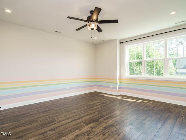 2013 Woodbluff Dr, Wendell, NC 27591 - spare room featuring dark wood-type flooring, ceiling fan, and recessed lighting