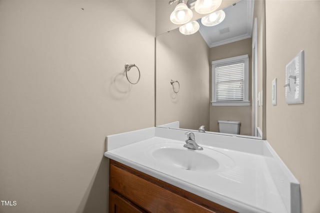 6965 Ogburn Farms Dr, Willow Springs, NC 27592 - bathroom with crown molding and vanity