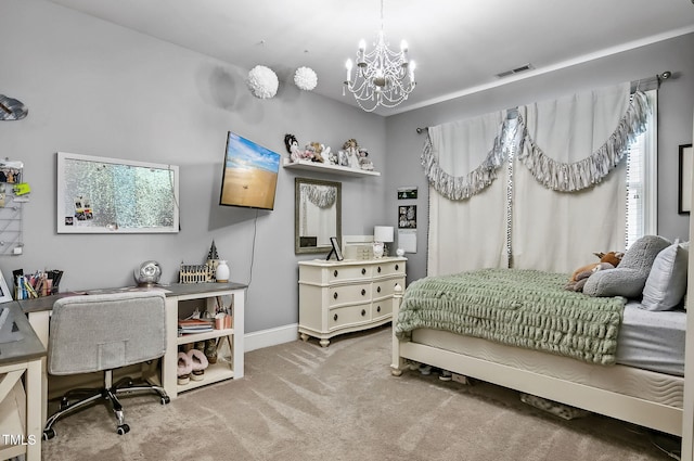 39 Wood Stork Ct, Clayton, NC 27520 - carpeted bedroom featuring a chandelier and an office area