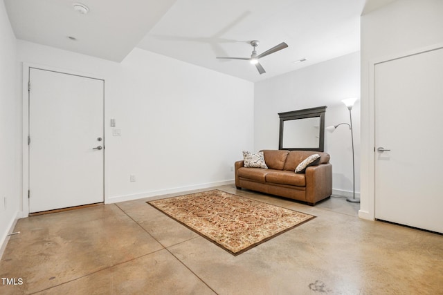 402 Chavis Way, Raleigh, NC 27601 - foyer entrance featuring finished concrete flooring and ceiling fan