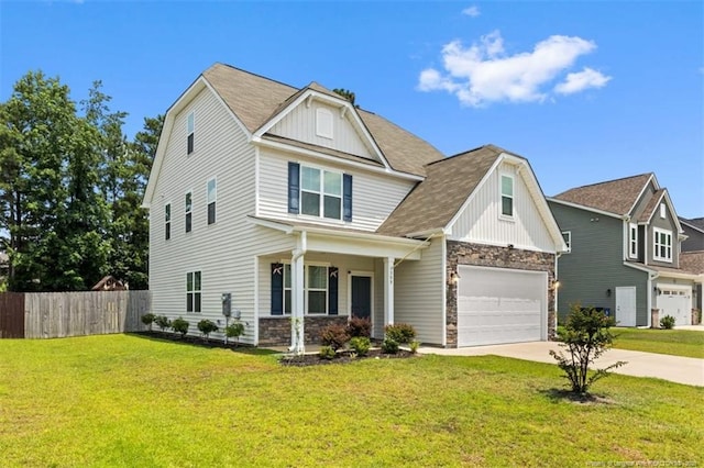 399 Springhaven Dr, Raeford, NC 28376 - craftsman-style home featuring stone siding, board and batten siding, and a porch