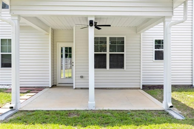 399 Springhaven Dr, Raeford, NC 28376 - property entrance featuring ceiling fan and a patio area