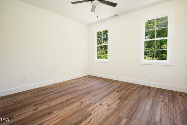 205 Gentry St, Roxboro, NC 27573 - spare room with plenty of natural light, wood finished floors, and ceiling fan