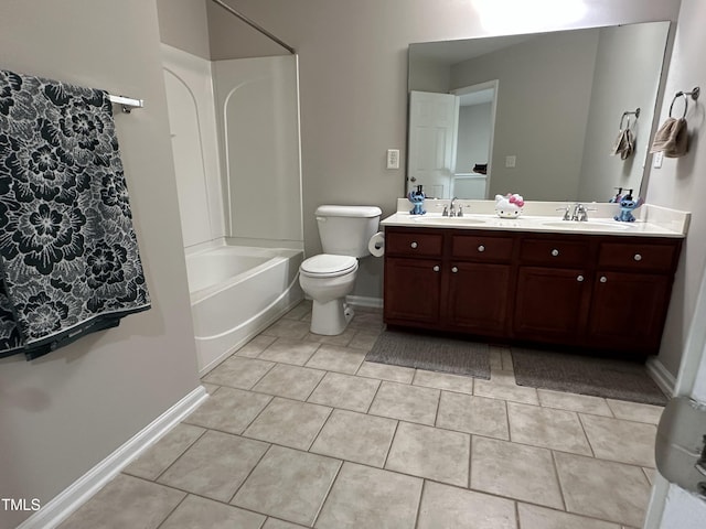 205 Bog Hill Ln, Cary, NC 27519 - full bath featuring double vanity, shower / bath combination, and tile patterned floors