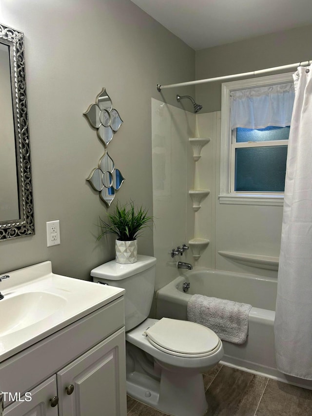 2331 Kennington Rd, Raleigh, NC 27610 - full bathroom with shower / tub combo, vanity, and tile patterned flooring