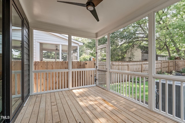 409 S Tunstall Ave, Apex, NC 27502 - unfurnished sunroom with ceiling fan