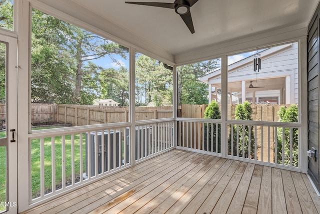 409 S Tunstall Ave, Apex, NC 27502 - unfurnished sunroom with ceiling fan