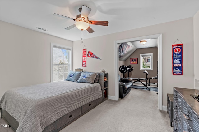 2716 Lake Waccamaw Trl, Apex, NC 27502 - bedroom featuring light carpet and ceiling fan