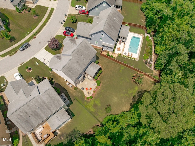 2716 Lake Waccamaw Trl, Apex, NC 27502 - aerial view of residential area with a pool area