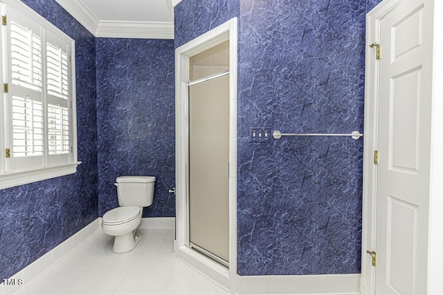 3112 Lake Pointe Trl, Rocky Mount, NC 27804 - full bath featuring tile patterned flooring, a shower stall, and ornamental molding