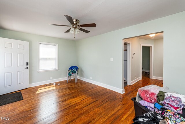 806 Eva St, Durham, NC 27701 - entryway featuring a ceiling fan and hardwood / wood-style floors