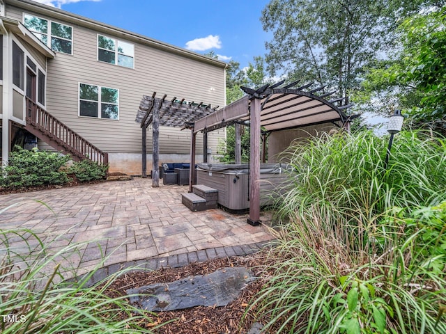 218 Inwood Forest Dr, Raleigh, NC 27603 - view of patio with a hot tub, a pergola, and stairs