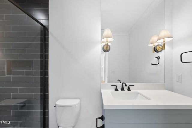 625 Glascock St, Raleigh, NC 27604 - full bath with vanity, crown molding, and tiled shower