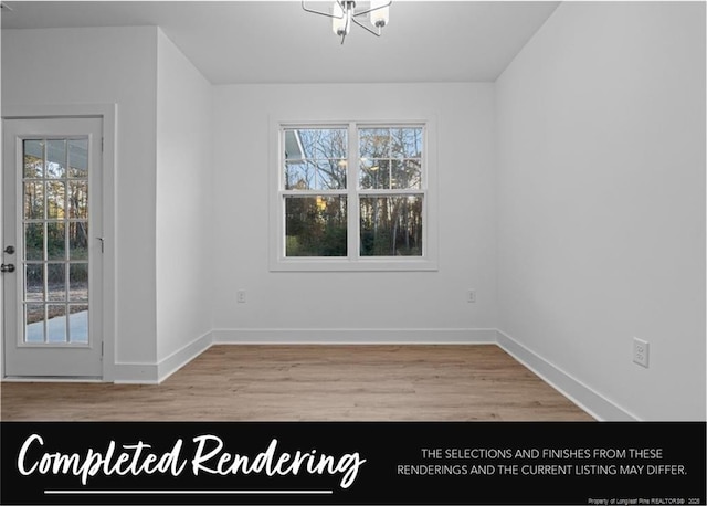 1006 E Prospect Ave, Raeford, NC 28376 - empty room with wood finished floors and a chandelier
