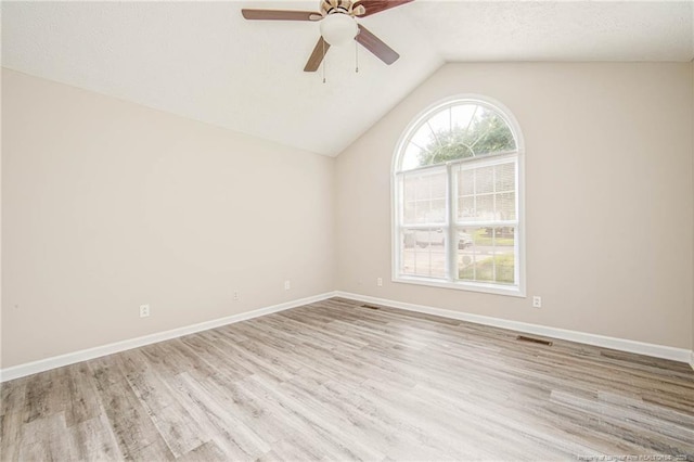 337 Buckeye Dr, Raeford, NC 28376 - spare room featuring ceiling fan, lofted ceiling, and wood finished floors