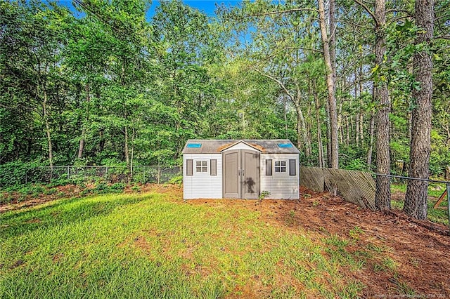 337 Buckeye Dr, Raeford, NC 28376 - view of shed featuring a fenced backyard