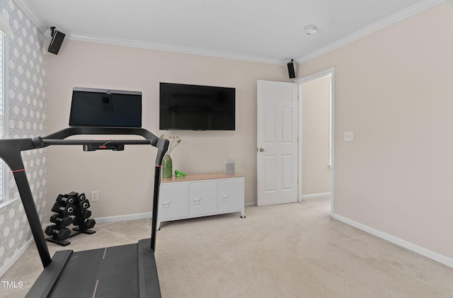 3806 Stoneybrook Dr, Durham, NC 27705 - exercise area with ornamental molding and carpet flooring