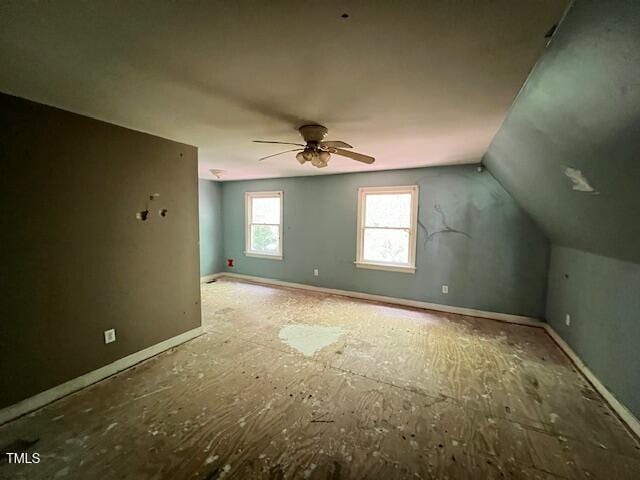 162 Black Horse Ln, Kittrell, NC 27544 - additional living space with ceiling fan and vaulted ceiling