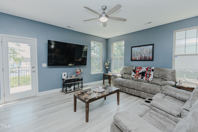 2586 Lacey Holt Rd, Graham, NC 27253 - living area featuring a ceiling fan and wood finished floors