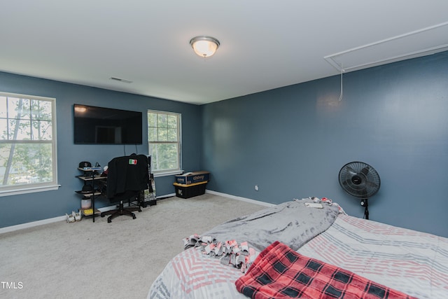 2586 Lacey Holt Rd, Graham, NC 27253 - carpeted bedroom featuring attic access and a desk