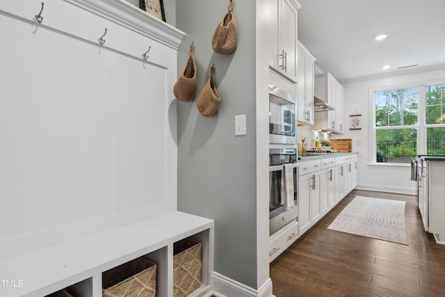 2013 Latham Oaks Ave, Wake Forest, NC 27587 - mudroom with dark wood-type flooring and recessed lighting