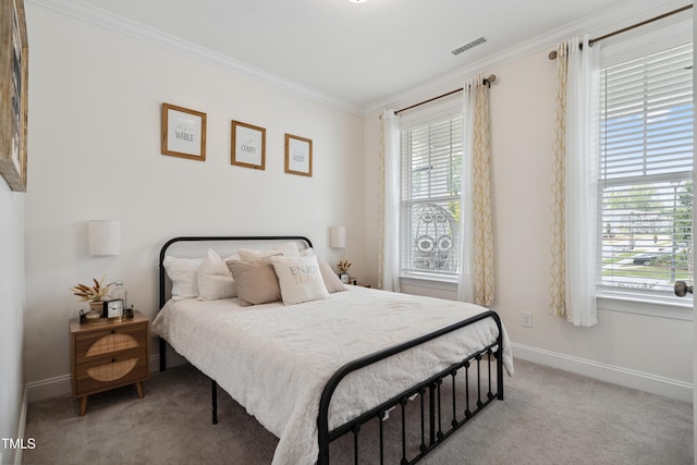 2013 Latham Oaks Ave, Wake Forest, NC 27587 - bedroom featuring light carpet, multiple windows, and ornamental molding